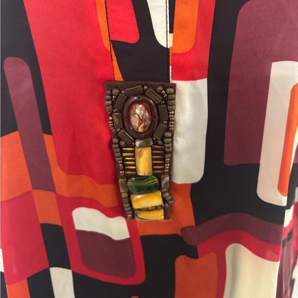 Women’s Geometric Shape Long sleeve Multicolored Shirt Dress-size SM - Picture 6 of 7